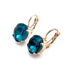 Earrings By Mariana Woman Sophisticated Oval Blue Zircon Swarovski Crystals - Image 2