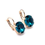 Earrings By Mariana Woman Sophisticated Oval Blue Zircon Swarovski Crystals - Image 4