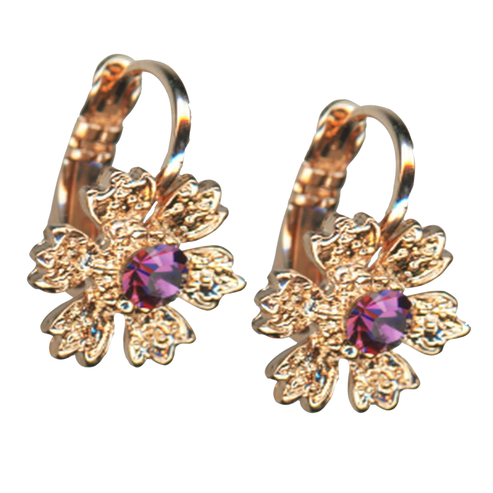 E-1023-3-204-RG6(1) Mariana Earrings Floral in Amethyst Austrian Crystals My Treasures Coll. - Image 1