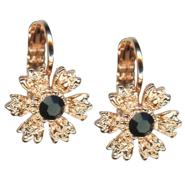 Mariana Earrings Floral in Jet Black Austrian Crystals My Treasures Coll.