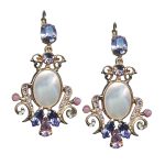 Mariana Earrings Elegant in Tanzanite, Lt Amethyst, Shell, White Opal & Rose Opal Austrian Crystals Purple Rain Cocktail Hour Coll. - Image 3