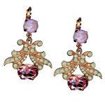 Mariana Earrings Lovely Orchid Shaped Lavender Delite, Chrysolite Opal & Rose Austrian Crystals Levander Botanica Coll.