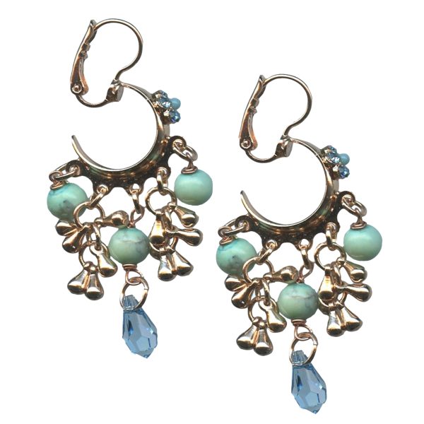 Mariana Earrings Howlite Chinese Turq Mineral & Aquamarine Austrian Crystals Bliss Nirvana Coll.