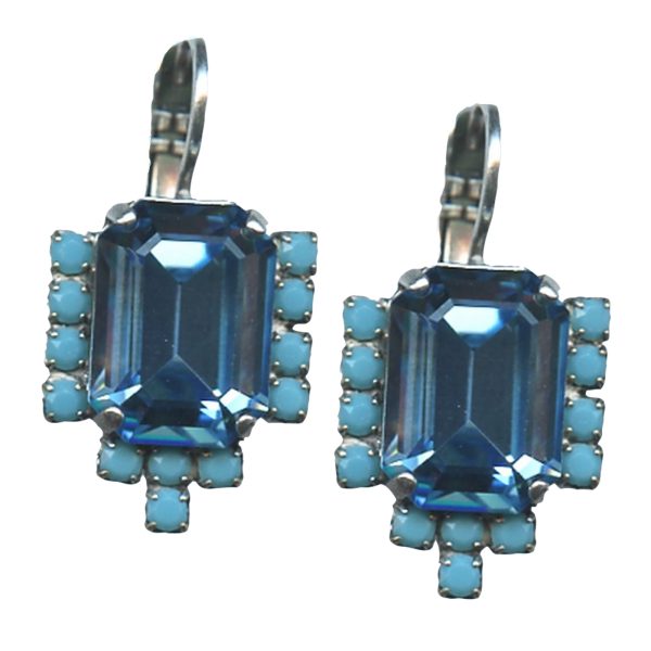 Mariana Earrings Gorgeous Sapphire & Blue Opal Austrian Crystals Blue Lagoon Ambrosia Coll.
