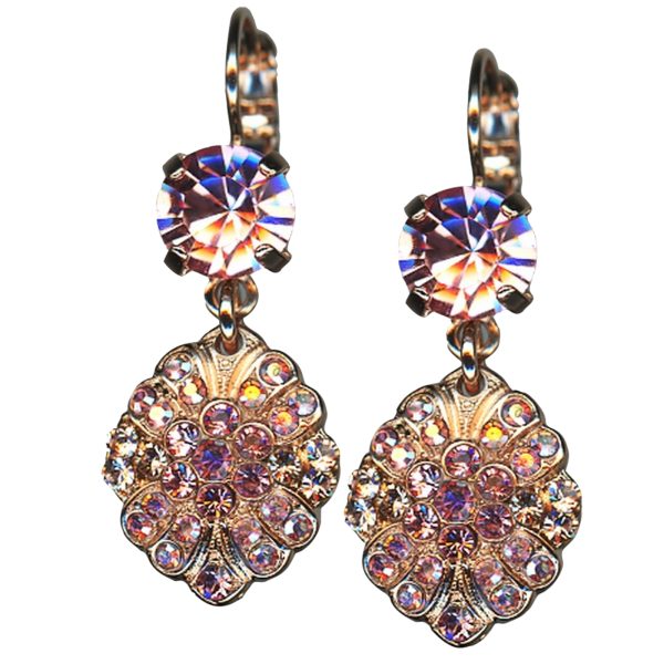 Mariana Earrings Lovely Vintage Rose, Champagne & Rose Austrian Crystals Love Joy Of Life Coll.