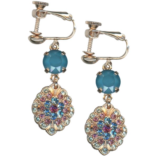 Mariana Earrings Exquisite Laguna Delite, Aquamarine, Rose & Silk Austrian Crystals My Treasures Coll.