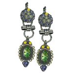 Mariana Earrings Adorable Yellow Opal, Tanzanite, Peridot & Jonquil Austrian Crystals My Treasures Coll.