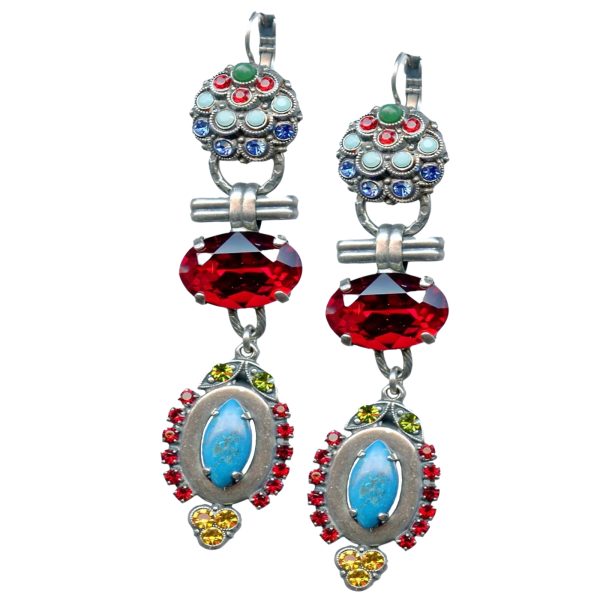 Mariana Earrings Glamorous Turquoise, Sapphire, Siam, Topaz & Jade Austrian Crystals Fantasy Nirvana Coll.