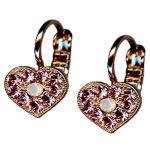 Mariana Earrings Dainty Heart Shaped Rose & Pink Opal Austrian Crystals Pink Carnation Bloom Coll. - Image 2