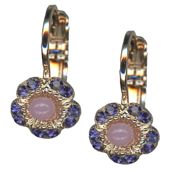 Mariana Earrings Wildberry / Misty Coll. Dainty Floral in Purple Velvet & Rose Opal Austrian Crystals