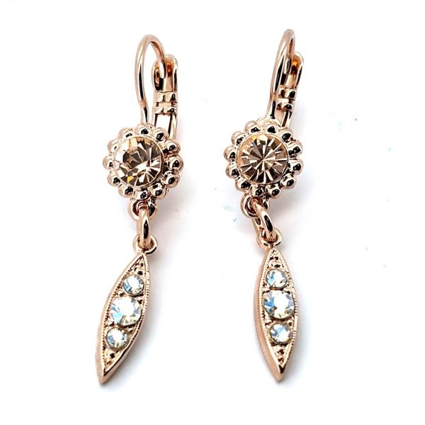 Earrings By Mariana Woman Dangling Golden Shadow and Moonlight Swarovski Crystals