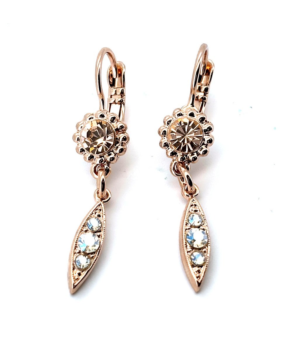 E-1028-4-1125-RG6 (3) Earrings By Mariana Woman Dangling Golden Shadow and Moonlight Swarovski Crystals - Image 1