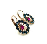 Mariana Earrings Shimmering Fuchsia & Montana Blue Austrian Crystals My Treasures Coll. - Image 3