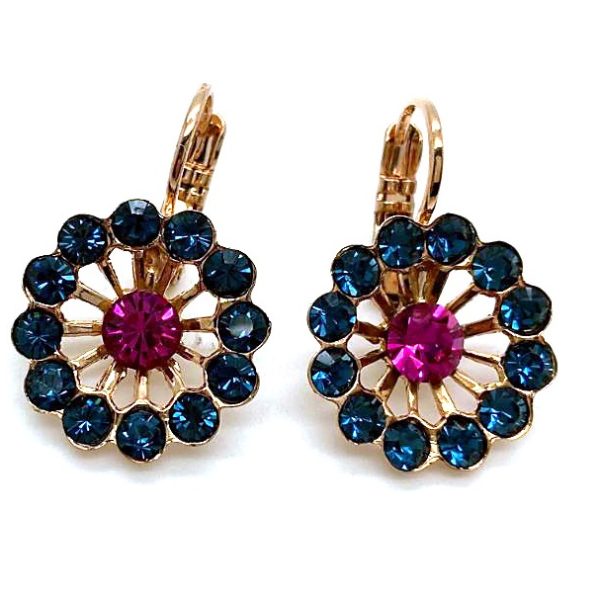 Mariana Earrings Shimmering Fuchsia & Montana Blue Austrian Crystals My Treasures Coll.