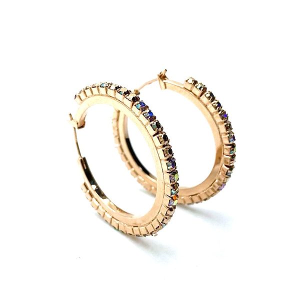 Mariana Earrings Hoop Beaded Clear AB Austrian Crystals My Treasures Coll.