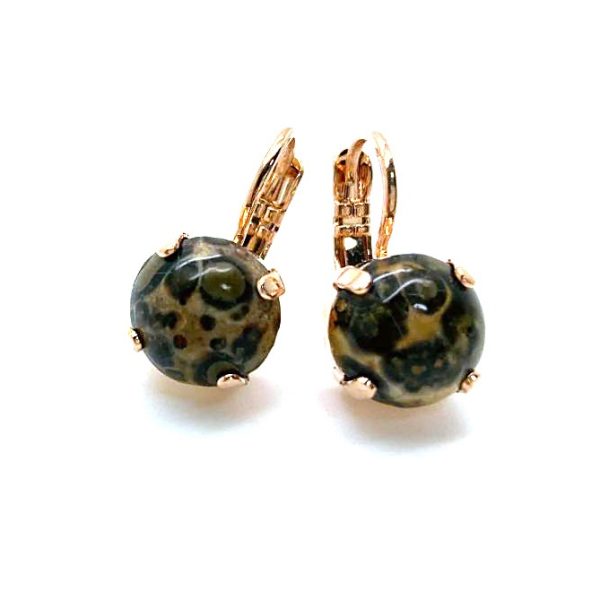 Mariana Earrings Adorable Round Leopard Ckine Agate Mineral My Treasures Coll.