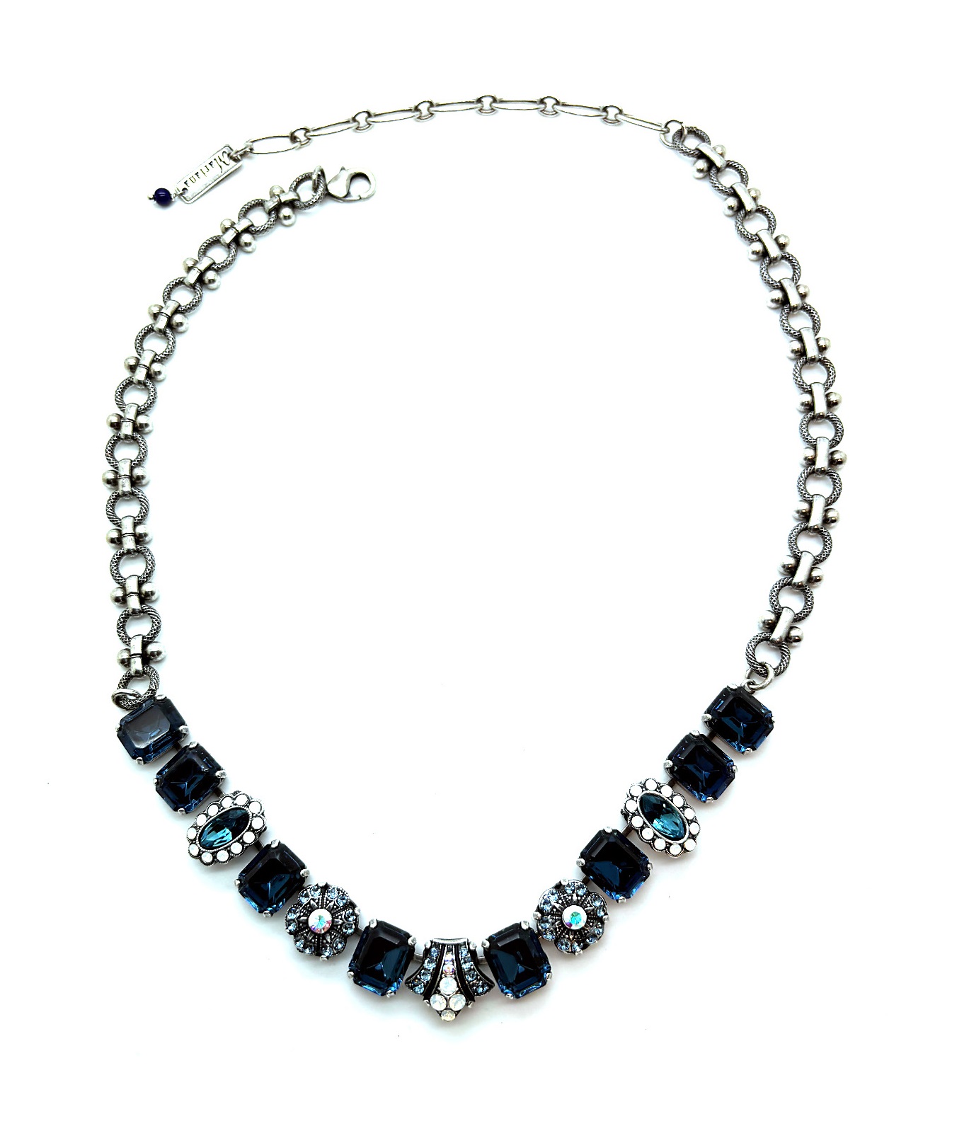 N-3014-1069-SP (2) Necklace By Mariana Woman Elegant Montana Blue and White Opal Swarovski Crystals - Image 1