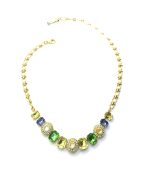 Mariana Necklace Glamorous Jonquil, Yellow Opal, Tanzanite, Emerald & Silk Austrian Crystals My Treasures Coll.