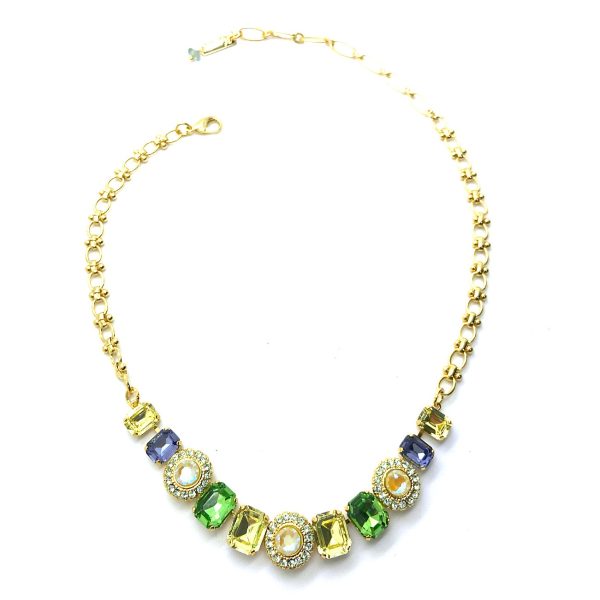 Mariana Necklace Glamorous Jonquil, Yellow Opal, Tanzanite, Emerald & Silk Austrian Crystals My Treasures Coll.