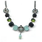 Mariana Necklace Sophisticated Jet, Mint Green, Olivine & Blue Zircon Austrian Crystals Cannoli The Sweet Life Coll. - Image 3