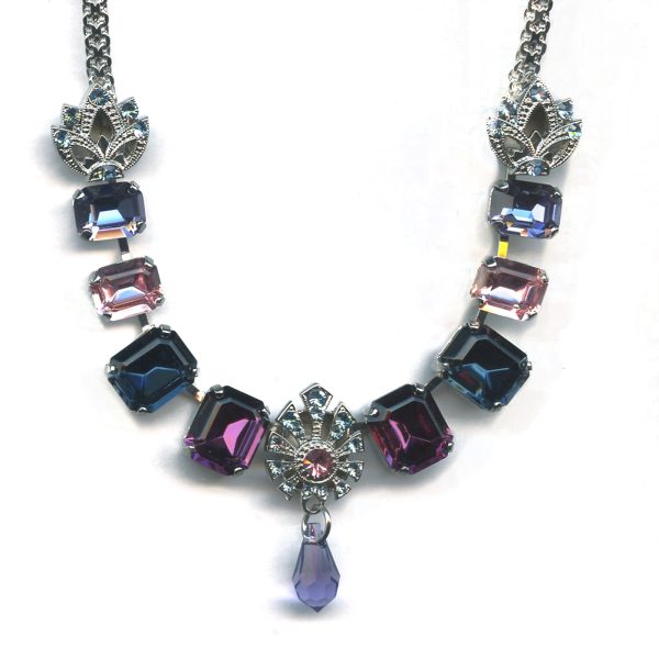 Mariana Necklace Fab Purple, Lt Rose, Montana Blue, Tanzanite & Aquamarine Austrian Crystals Cotton Candy The Sweet Life Coll.
