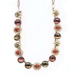 Mariana Necklace Alluring Floral in Golden Shadow, Lt Smoked Topaz & Indian Pink Austrian Crystals Gingerbread Winter Wonderland Coll. - Image 2