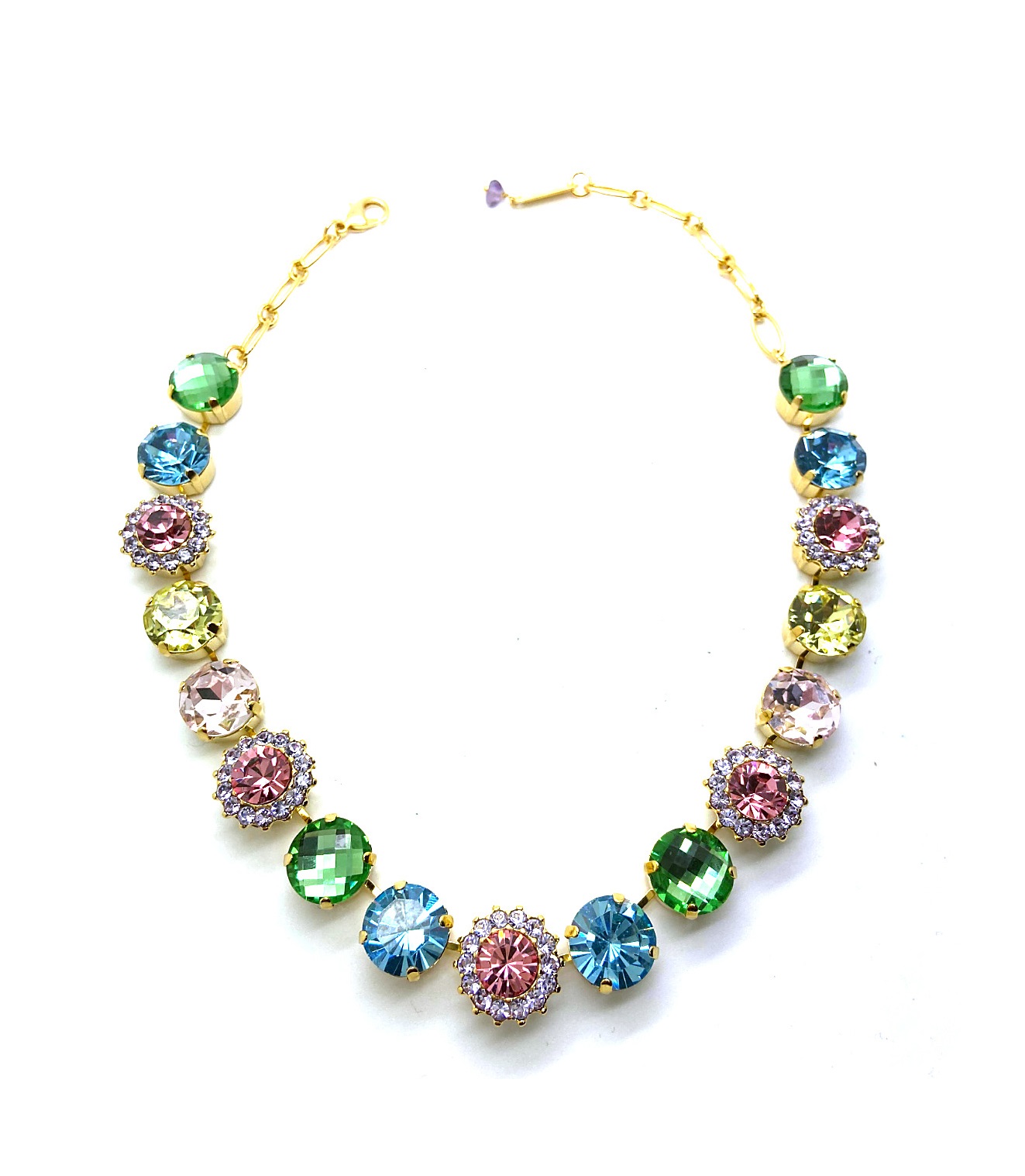 N-3016-1122-YG (1) Necklace By Mariana Woman Lovely Rose and Amethyst Swarovski Crystals - Image 1