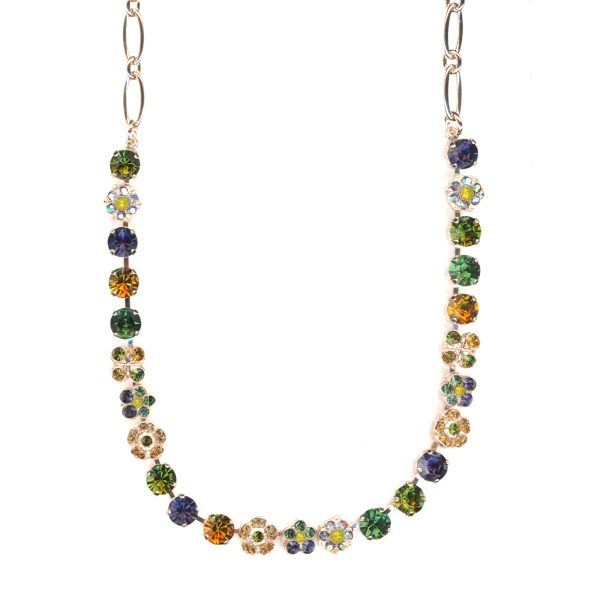 Mariana Necklace Sassy Floral in Olivine, Emerald, Purple, Orange, Yellow & Blue Metallic Austrian Crystals Winter Wonderland Holiday Lights Coll.