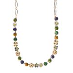 Mariana Necklace Sassy Floral in Olivine, Emerald, Purple, Orange, Yellow & Blue Metallic Austrian Crystals Winter Wonderland Holiday Lights Coll. - Image 3