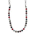 Mariana Necklace Beautiful Floral in Montana Blue, Clear & Siam Austrian Crystals My Treasures Coll.