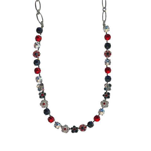Mariana Necklace Beautiful Floral in Montana Blue, Clear & Siam Austrian Crystals My Treasures Coll.