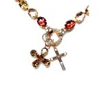 Necklace By Mariana Woman Classy Topaz and Indian Pink Swarovski Crystals