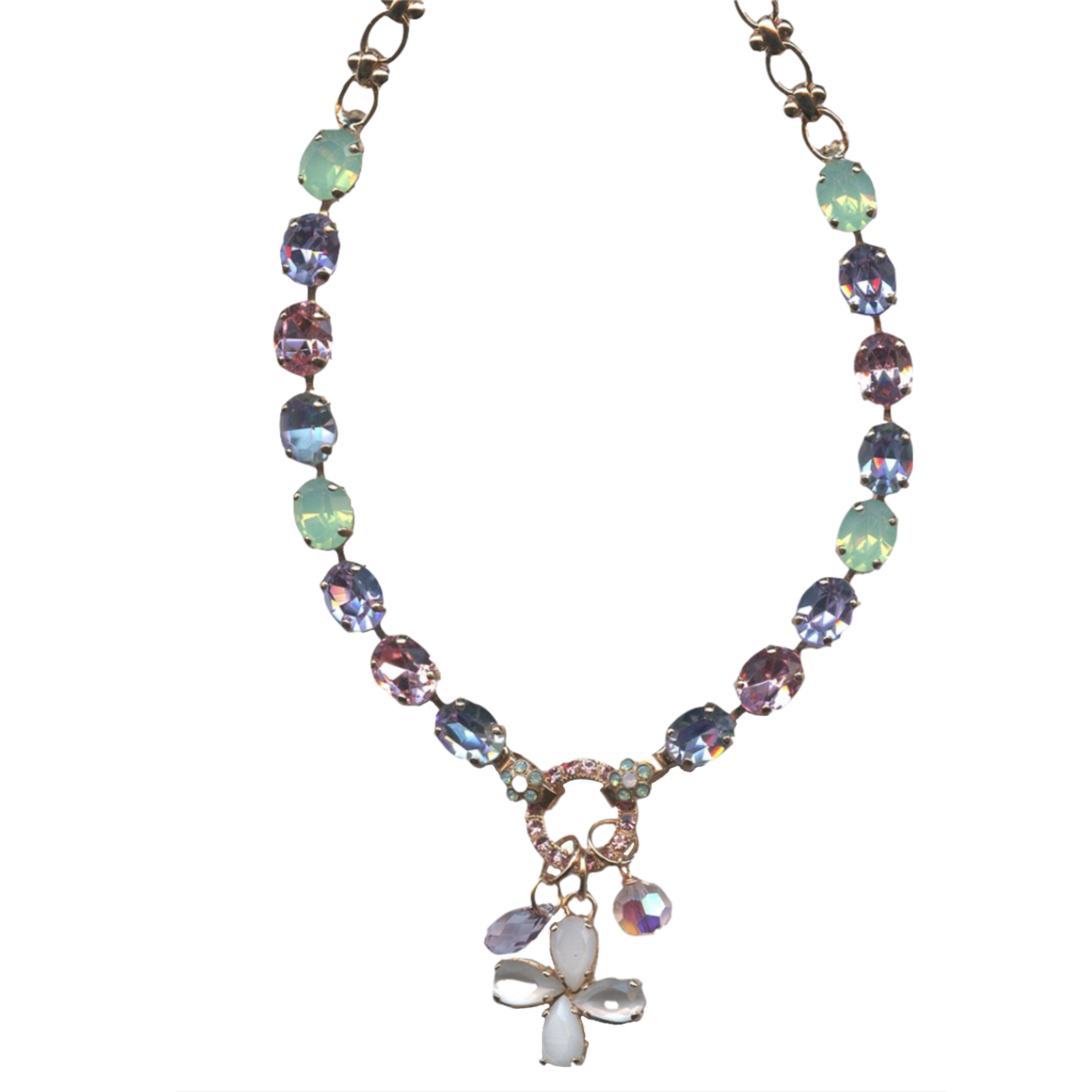 N-3019-7-1063-RG(1) Mariana Necklace Adorable Lt Rose, Lt Amethyst, Pacific Opal, Clear, AB & White Opal Austrian Crystals Pina Colada Cocktail Hour Coll. - Image 1