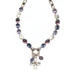 Mariana Necklace Sassy White Shell Mineral, Purples, Rose & White Opal Austrian Crystals Purple Rain Cocktail Hour Coll. - Image 3