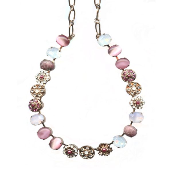 Mariana Necklace Glam Pinks, White Opal & Clear Austrian Crystals Cherry Blossom Silk Road Coll.