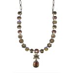 Mariana Necklace Fab Lt Smoked Topaz, Lt Colorado Topaz, Golden Shadow, Rose Gold & Lava Austrian Crystals Caramel The Sweet Life Coll. - Image 2