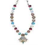 Mariana Necklace Howlite Chinese Turq Mineral, Rose, White Opal & Aquamarine Austrian Crystals Margarita Cocktail Hour Coll. - Image 3