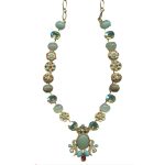 Mariana Necklace Riverstone Mineral, Pacific Opal, Turq Blue, Jade & Dark Amber Austrian Crystals Rising Sun Icons Coll. - Image 2