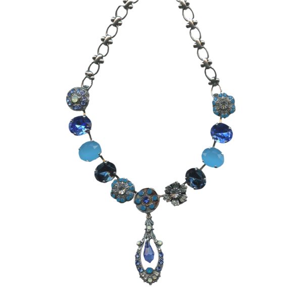 Mariana Necklace Gorgeous Blues, White Opal & Clear Austrian Crystals Zhang Silk Road Coll.