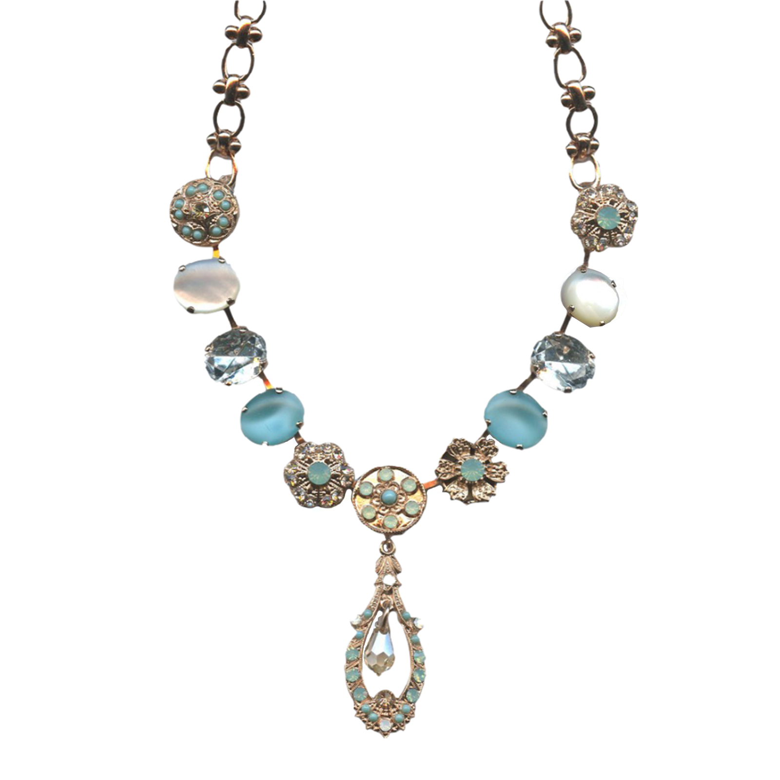 N-3023-7-1042-RG(1) Mariana Necklace Timeless Turq, White Opal, Clear & Chrysolite Opal Austrian Crystals Summer Palace Silk Road Coll. - Image 1