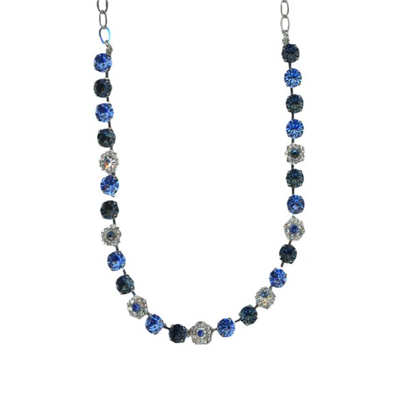 Mariana Necklace Dainty Floral in Sapphire, Montana Blue & Clear Austrian Crystals My Treasures Coll.