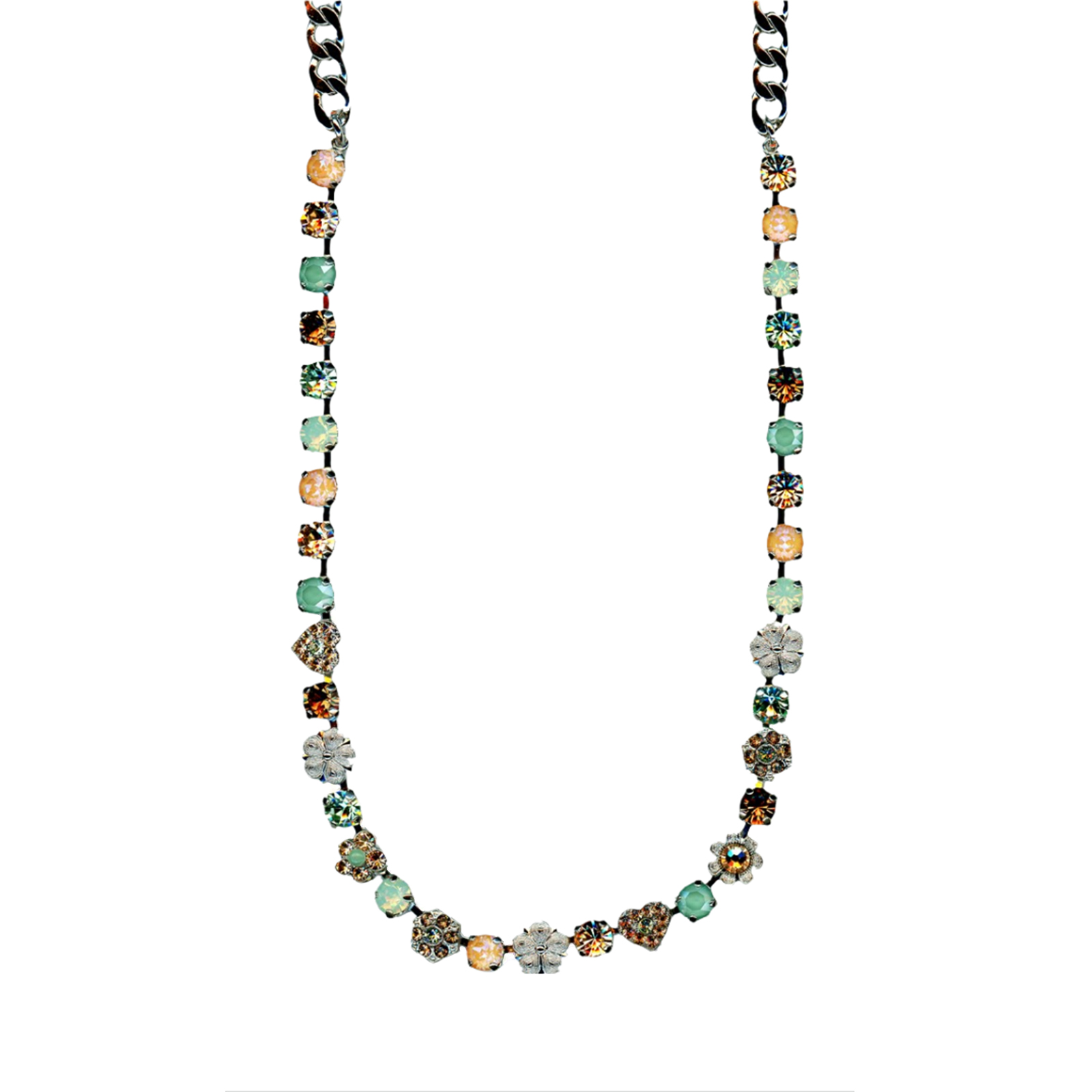 N-3028-2-1124-RO(1) Mariana Necklace Floral in Peridot, Chrysolite Opal, Topaz & Sun Kissed Sunshine Austrian Crystals My Treasures Coll. - Image 1