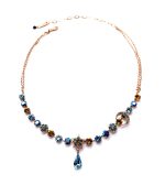 Necklace By Mariana Woman Fab Ocean Blue, Velvet and Amber Swarovski Crystals