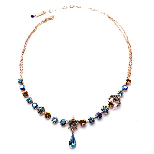 Necklace By Mariana Woman Fab Ocean Blue, Velvet and Amber Swarovski Crystals