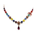 Necklace By Mariana Woman Sophisticated Purple Velvet and Fuchsia Swarovski Crystals - Image 2