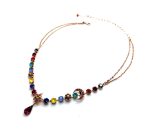 Necklace By Mariana Woman Sophisticated Purple Velvet and Fuchsia Swarovski Crystals