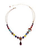 Necklace By Mariana Woman Sophisticated Purple Velvet and Fuchsia Swarovski Crystals - Image 3