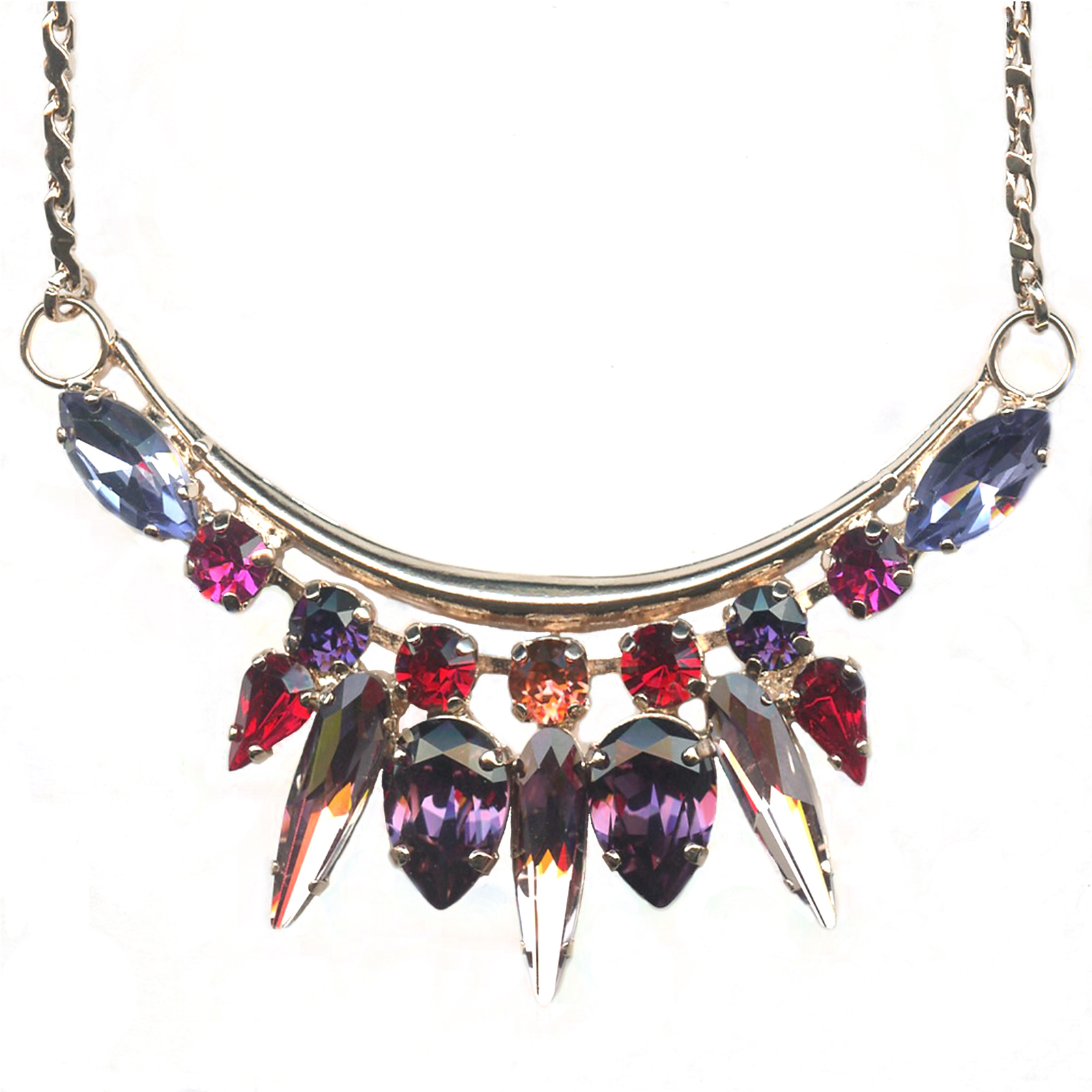 N-3030-3-1091-RG(1) Mariana Necklace Luxurious Ruby, Fuchsia, Purple Velvet, Tanzanite & Peach Austrian Crystals Xenia Odyssey Coll. - Image 1