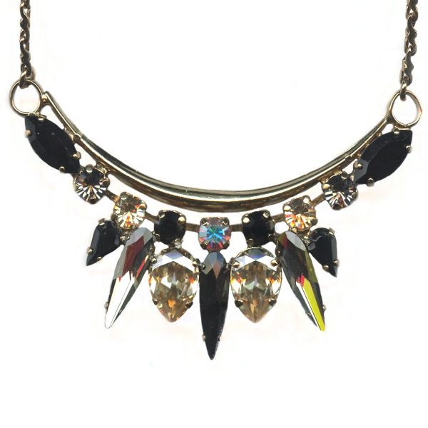 Mariana Necklace Alluring Jet, Morion, Black Diamond, Golden Shadow & AB Austrian Crystals Adeline Odyssey Coll.