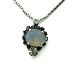 Mariana Necklace Pendant Beautiful Jet Black & Gray Opal Austrian Crystals My Treasures Coll. - Image 2